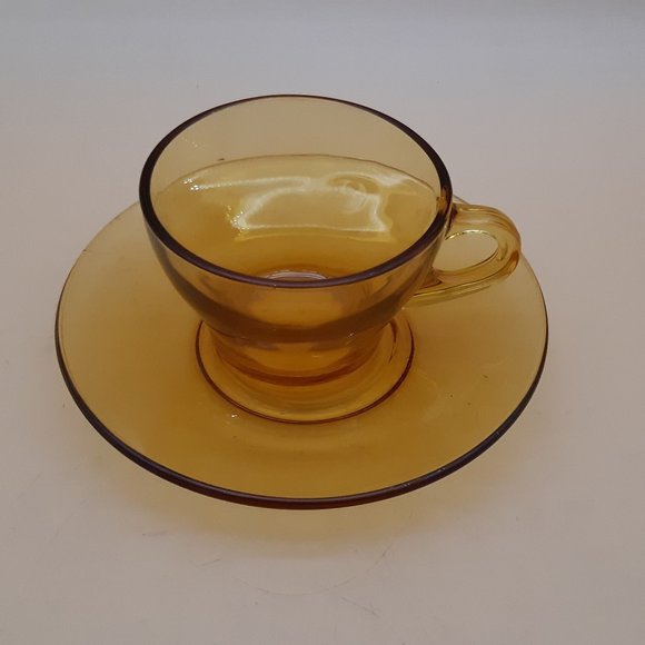 4 Amber Glass Mugs -Vitrosax by Bormioli Rocco Made in Italy - Picture 5 of 11